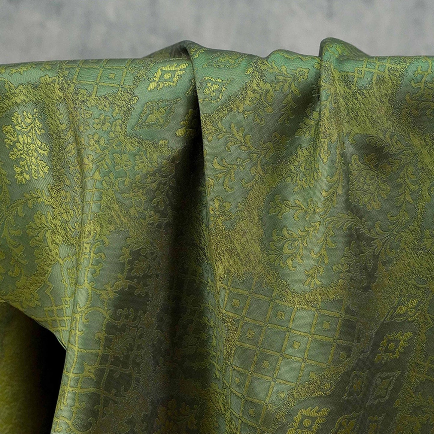 Green Vine Scroll Jacquard Decorative Fabric ��� Home Decor, Upholstery, Bags, Craf"Wide