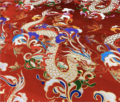 Dragon Brocade Fabric: 59"W Silk Rayon Blend, Traditional Sewing