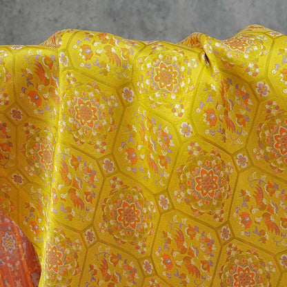 Gold Brocade Fabric - Mandarin Duck Song Jacquard, 59"W