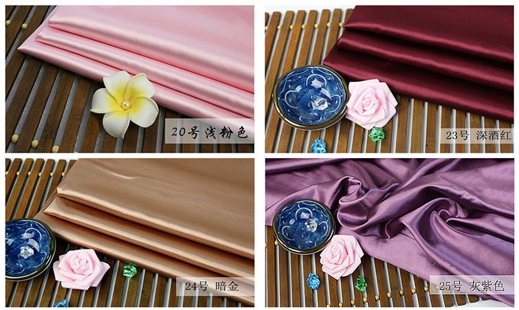 Tissu satin de soie uni : tissu de luxe pour robes de 150 cm de large