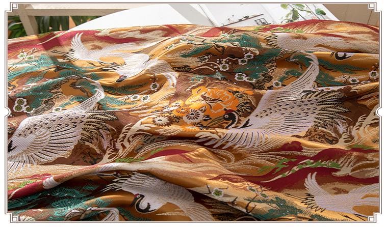 Kirin Nishijin Silk Brocade Fabric: Colorful Japanese Upholstery, Costume, Handbag - 29.5" Wide