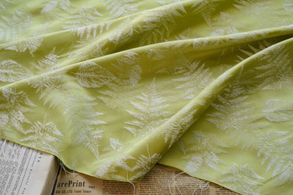 Vintage Jacquard Brocade Fabric: Fern Leaf Sewing Material, 59" Wide