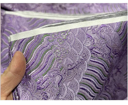 Lilac Ocean Waves Brocade Fabric: Silk Rayon Jacquard, 29.5" Wide