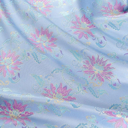 Dunhuang Lotus Brocade Fabric: 59"W Floral Sewing Material