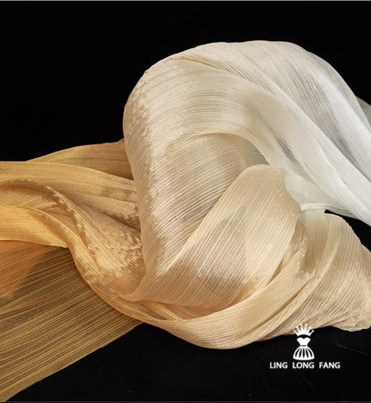 Shiny Crinkle Organza Fabric: 55" Wide Pleated Texture - Wedding & Gown Design