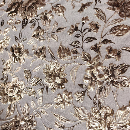 Gold Thread Floral Jacquard Fabric: Retro 3D Style, 57" Wide