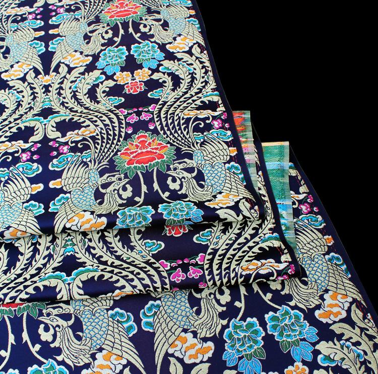 Gold Phoenix Brocade Fabric: Chinese Wedding Cheongsam Silk (58"W)