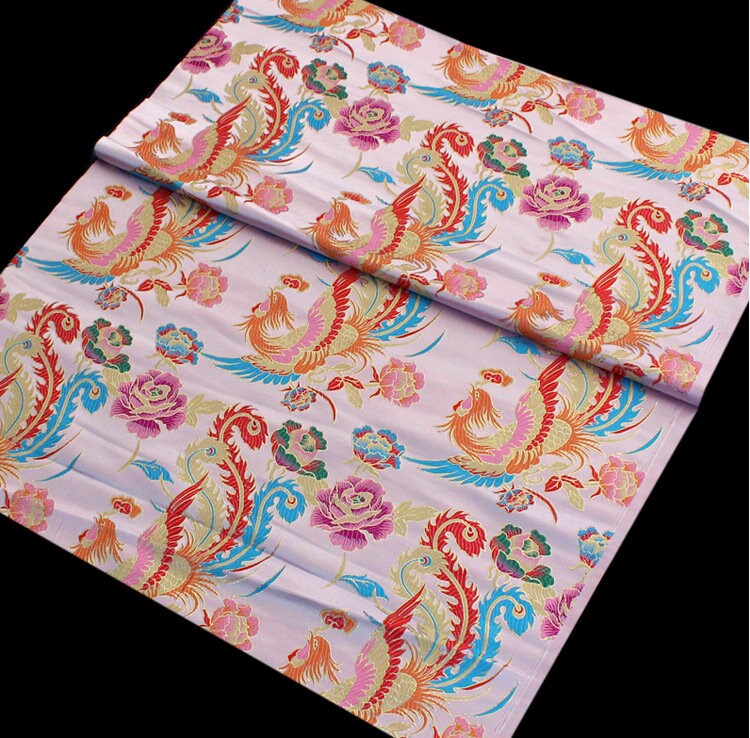 Gold Phoenix Brocade Fabric: Chinese Cheongsam Qipao Sewing Material (28"W)