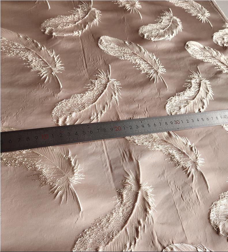 Gold Feather Jacquard Fabric - Baroque Palace Style, 58" Wide
