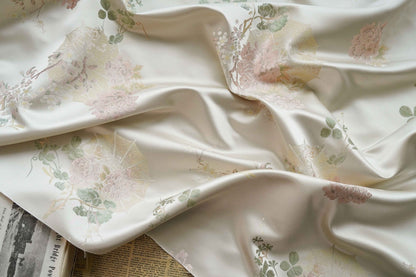 Floral Silk Brocade Fabric: 63"W Rayon Blend, Upholstery, Costume - By The Meter