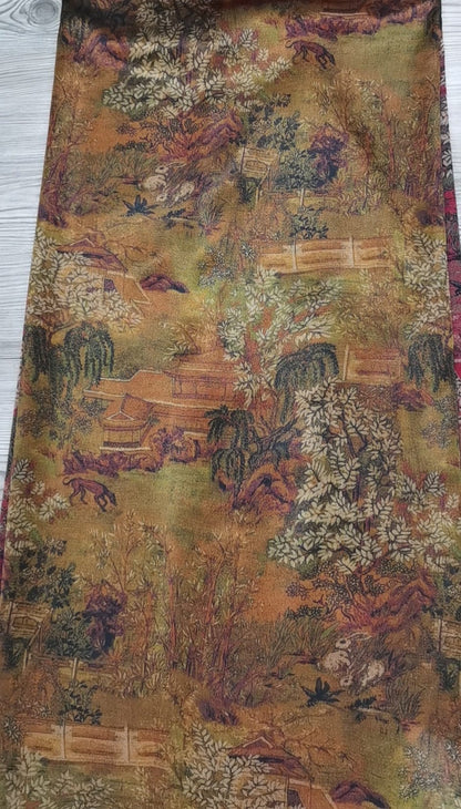 Tissu de soie pour la fête de Qingming : gaze cantonaise gambierée, couture de qipao cheongsam (58''L)