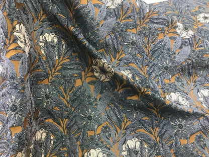 Floral Jacquard Fabric: Vintage Oil Painting Style, Yarn-Dyed, 63" Wide