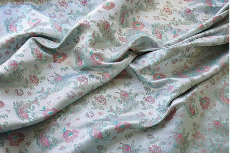 Lucky Fish Jacquard Brocade Fabric: 59" Wide Rayon Damask