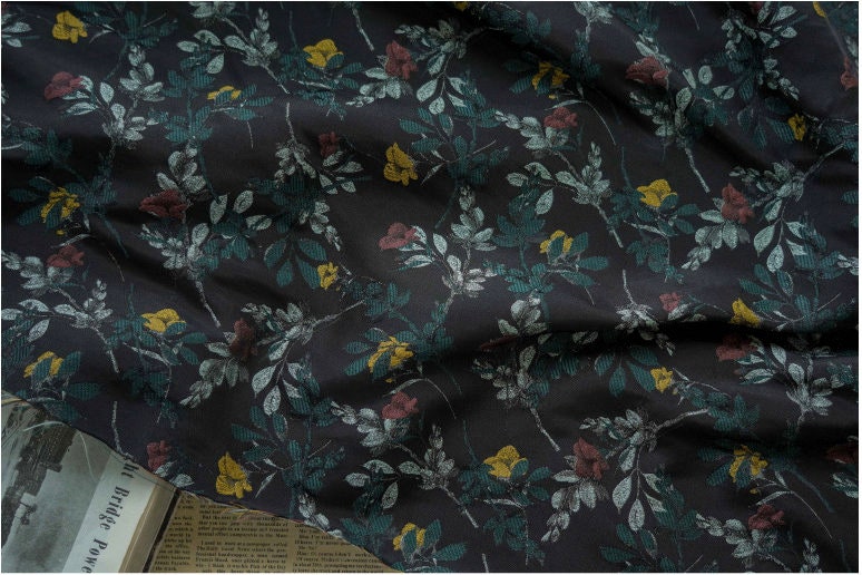 Floral Jacquard Woven Fabric: Reversible Embossed Upholstery, 57"W