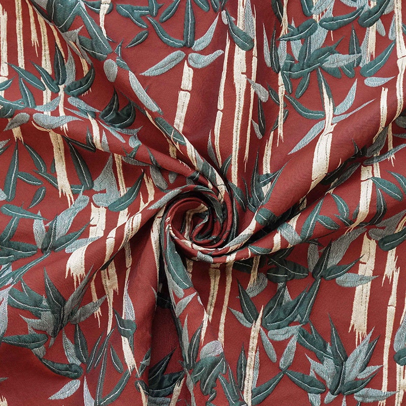 Tissu jacquard en bambou tissé : style peinture à l’huile, 152 cm de large