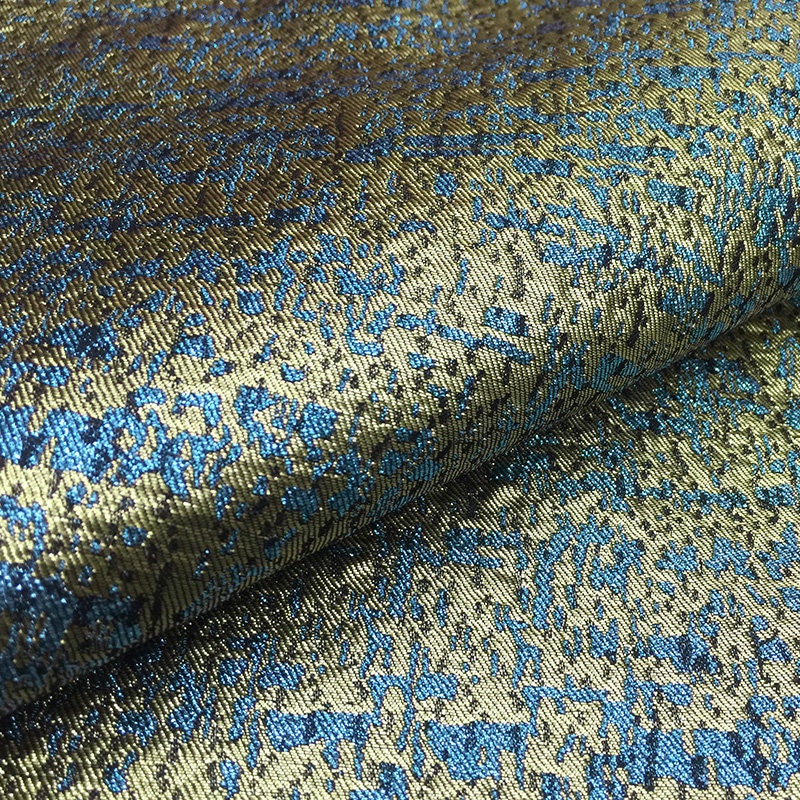 Gold Thread Jacquard Fabric: 3D Oil Painting Texture, 55" Wide