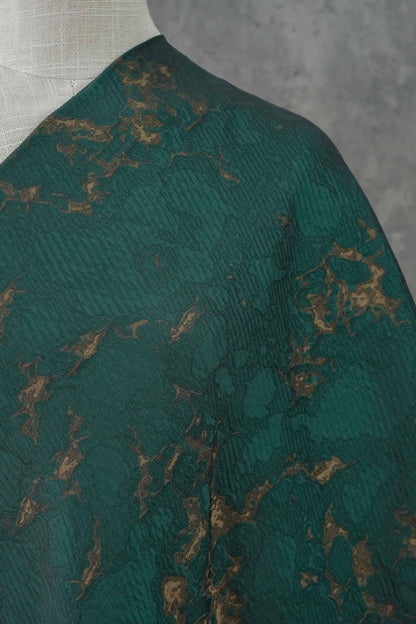 Vintage Moss Green Jacquard Brocade Fabric: Textured Sewing Material (60" Wide, By The Meter)