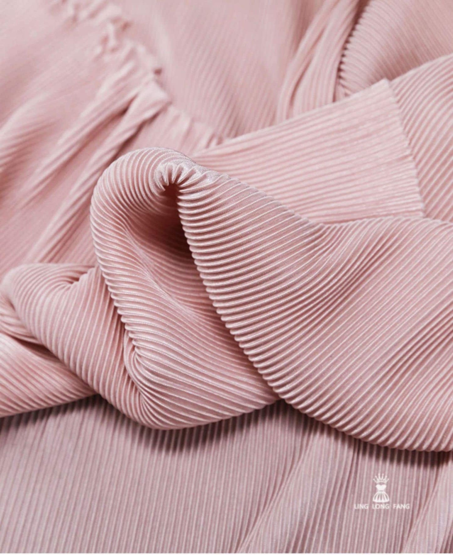 Pleated Striped Satin Fabric: Silky Crinkle Drape, 63" Wide