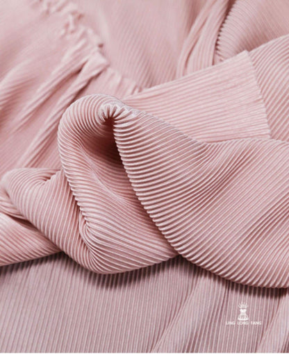 Pleated Striped Satin Fabric: Silky Crinkle Drape, 63" Wide