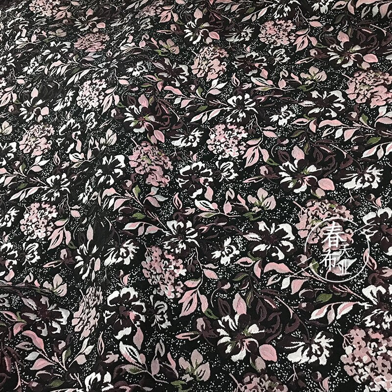 Autumn Floral Jacquard Fabric: Thick Stiff Upholstery, Costume, Decor