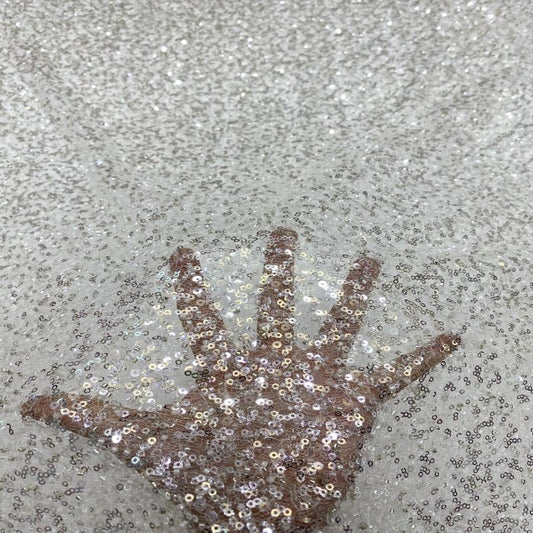 Sequin & Crystal Embroidery Fabric: 49"W Designer Prom Dress Material
