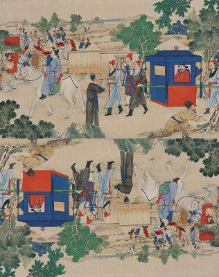 Dream of Red Mansions Satin Fabric: Chinese Novel Print, Sewing & Upholstery