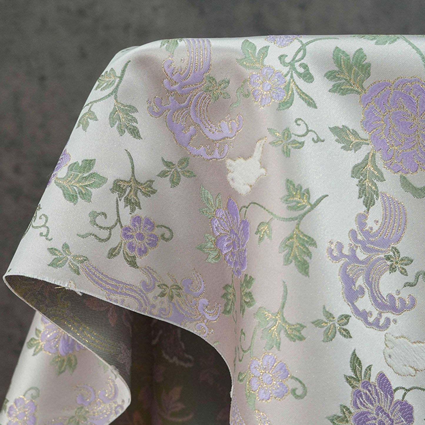 Jade Rabbit Brocade Fabric: Chinese Gold Jacquard Woven Textile