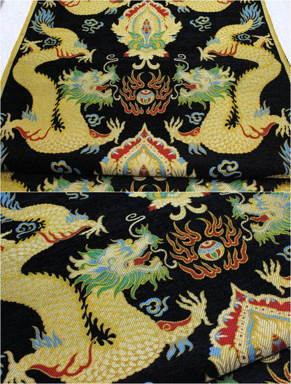 Double Dragon Brocade Fabric: Chinese Robe Cheongsam Material (29"W)