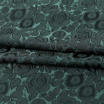 Tissu imprimé floral vert foncé : mélange bicolore de polyester et d’élasthanne, 150 cm de large