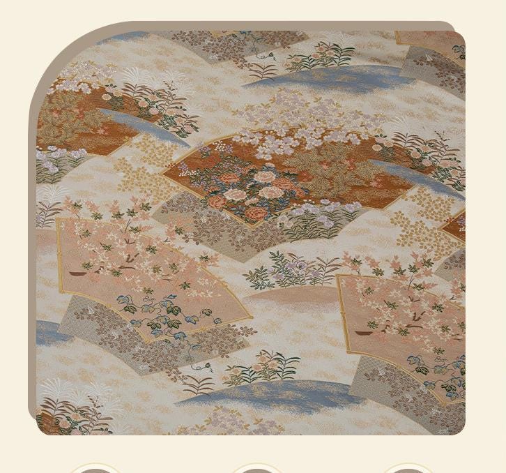Nishijin Weaving Fabric: Japanese Fan Silk Rayon Blend (By The Meter)