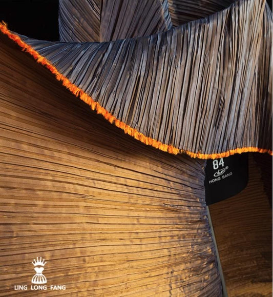 Tissu polyester plissé bicolore : crêpe pressé à la main, 140 cm de large