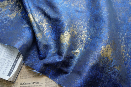 Galaxy Jacquard Fabric: Dark Blue Universe Upholstery, Costume, Decor (67" Width)