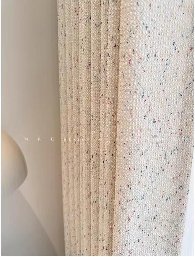 Cream Chenille Jacquard Curtain Fabric with Rainbow Dot Texture ��� Double-Sided Drapery Fabric, 114��� Height, Sold