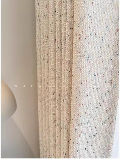 Cream Chenille Jacquard Curtain Fabric with Rainbow Dot Texture ��� Double-Sided Drapery Fabric, 114��� Height, Sold