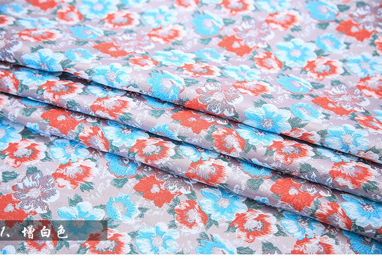 Floral Brocade Jacquard Fabric: 35"W Rayon Dress Fabric