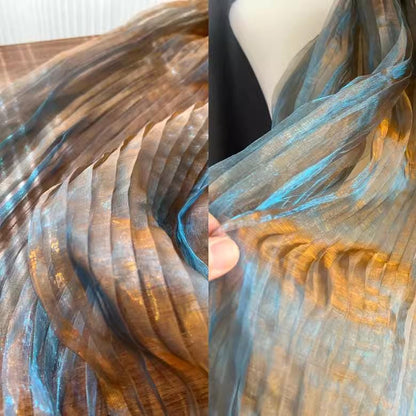 Mermaid Reflective Organza Fabric: 57"W Stiff Texture Gown Fabric