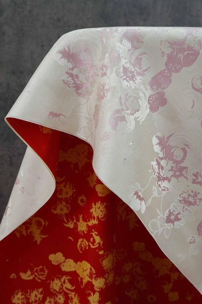 Reversible Rose Jacquard Fabric: Floral Embossed Weave, 65" Wide