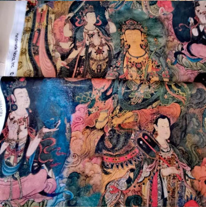 Dunhuang Fresco Fabric: Asian Vintage Style Cotton (43"W)
