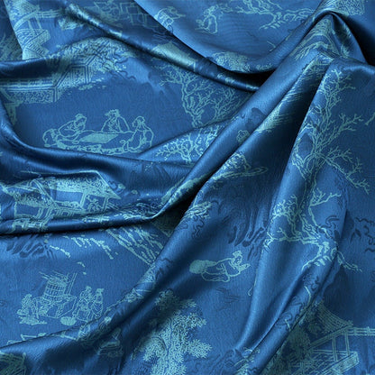 Red Cloud Yarn Fabric: Silken Ancient Painting Print, 59" Wide