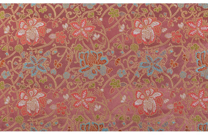 Nishijin Crane Kinran Fabric: Black Jacquard Silk Brocade Damask (29.5" Width)