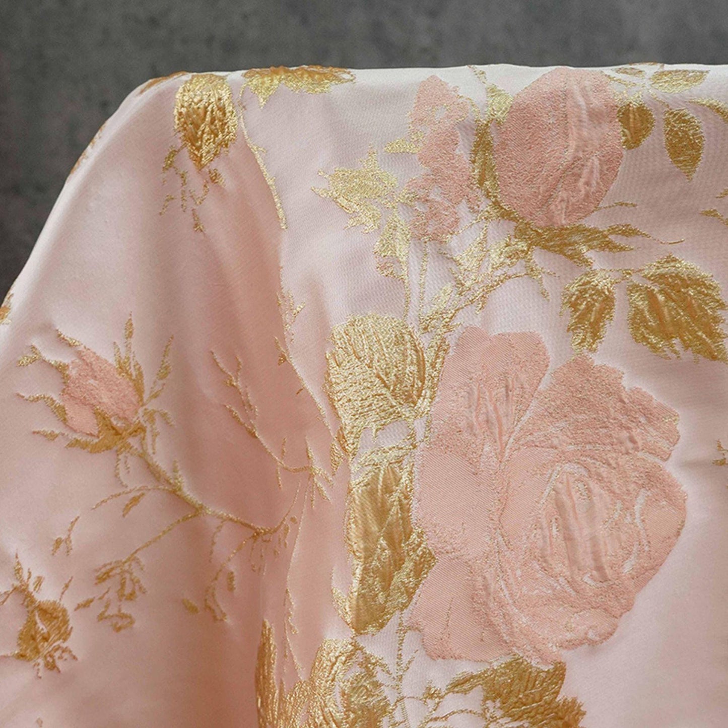 Luxury Jacquard Fabric ��� 3D Embossed Floral with Metallic Gold Accen"Wide