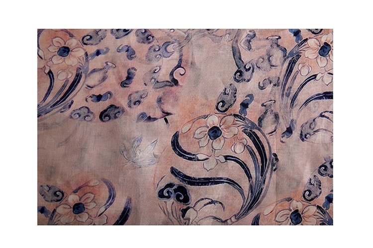 Buddha Cloud Print Ramie Fabric: Natural Fiber, 57" Wide - Poppylollipop