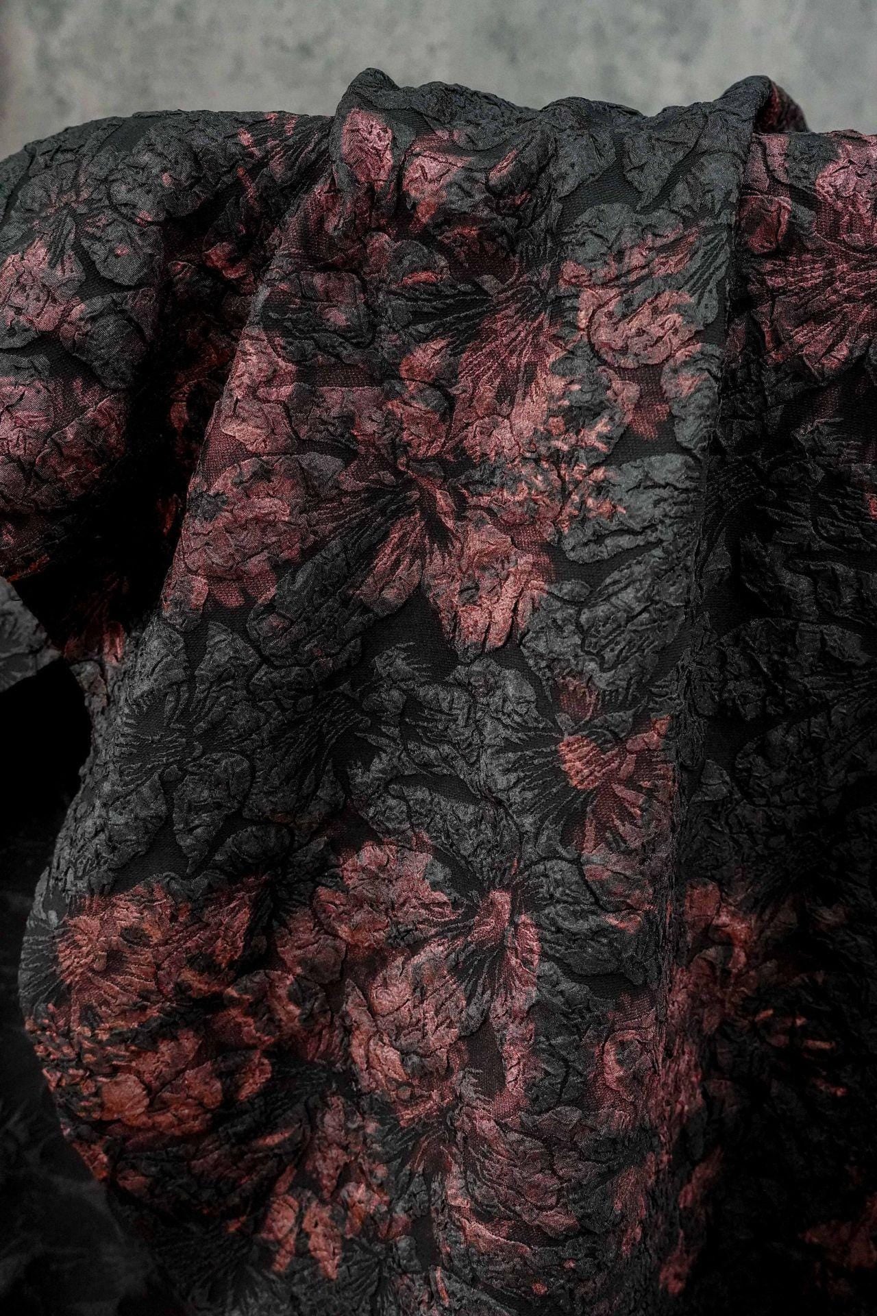 Embossed Gold Floral Jacquard Fabric | Luxury Home Decor, 59" Wide