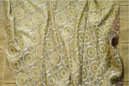 Brocade Fabric: 65"W Mongolian Floral Polyester Sewing Material