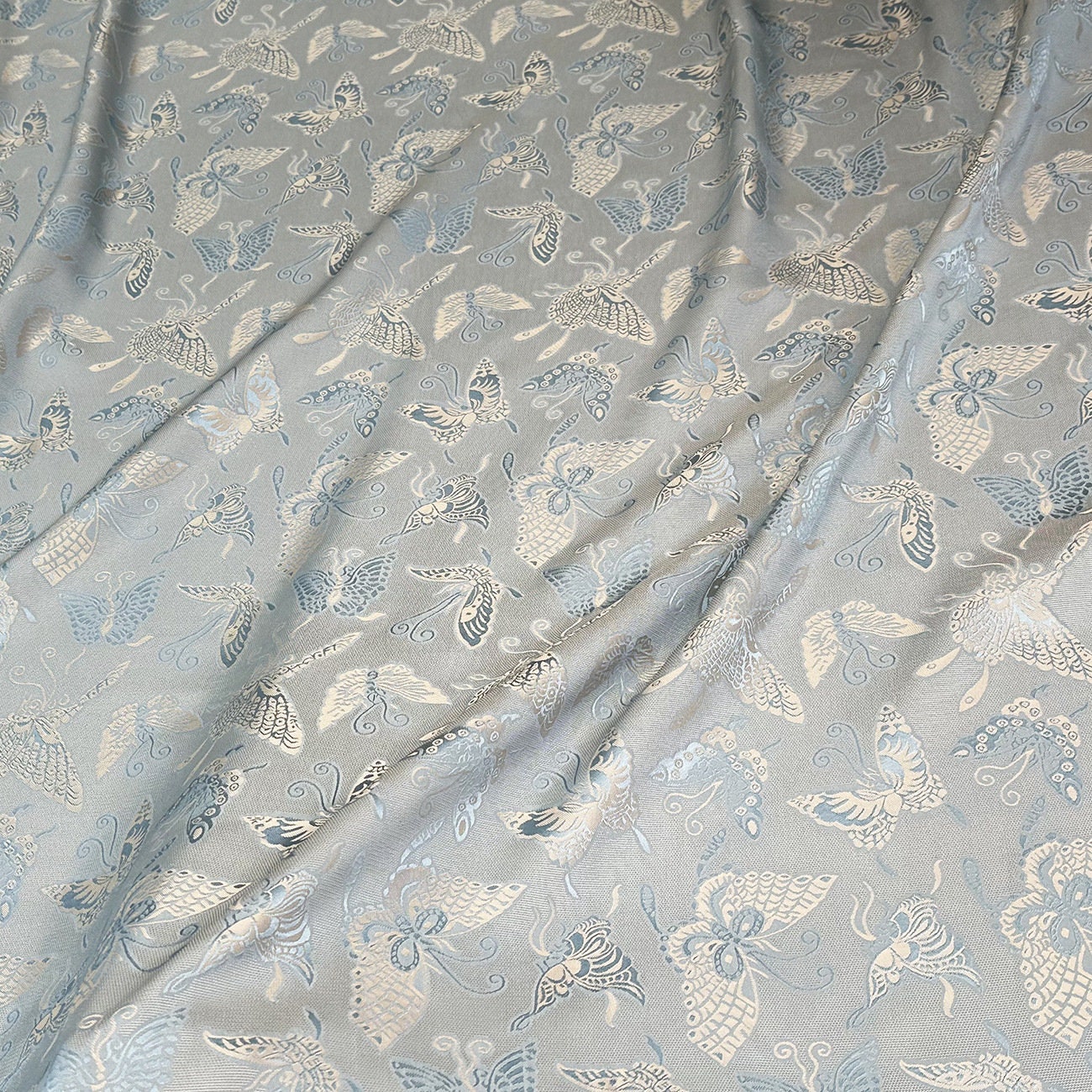 Butterfly Jacquard Fabric: Rayon Cotton Blend, 59" Wide - By The Meter