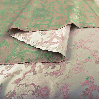 Tissu brocart de soie Panlong Dragon de 45 pouces de large : Cheongsam impérial tibétain