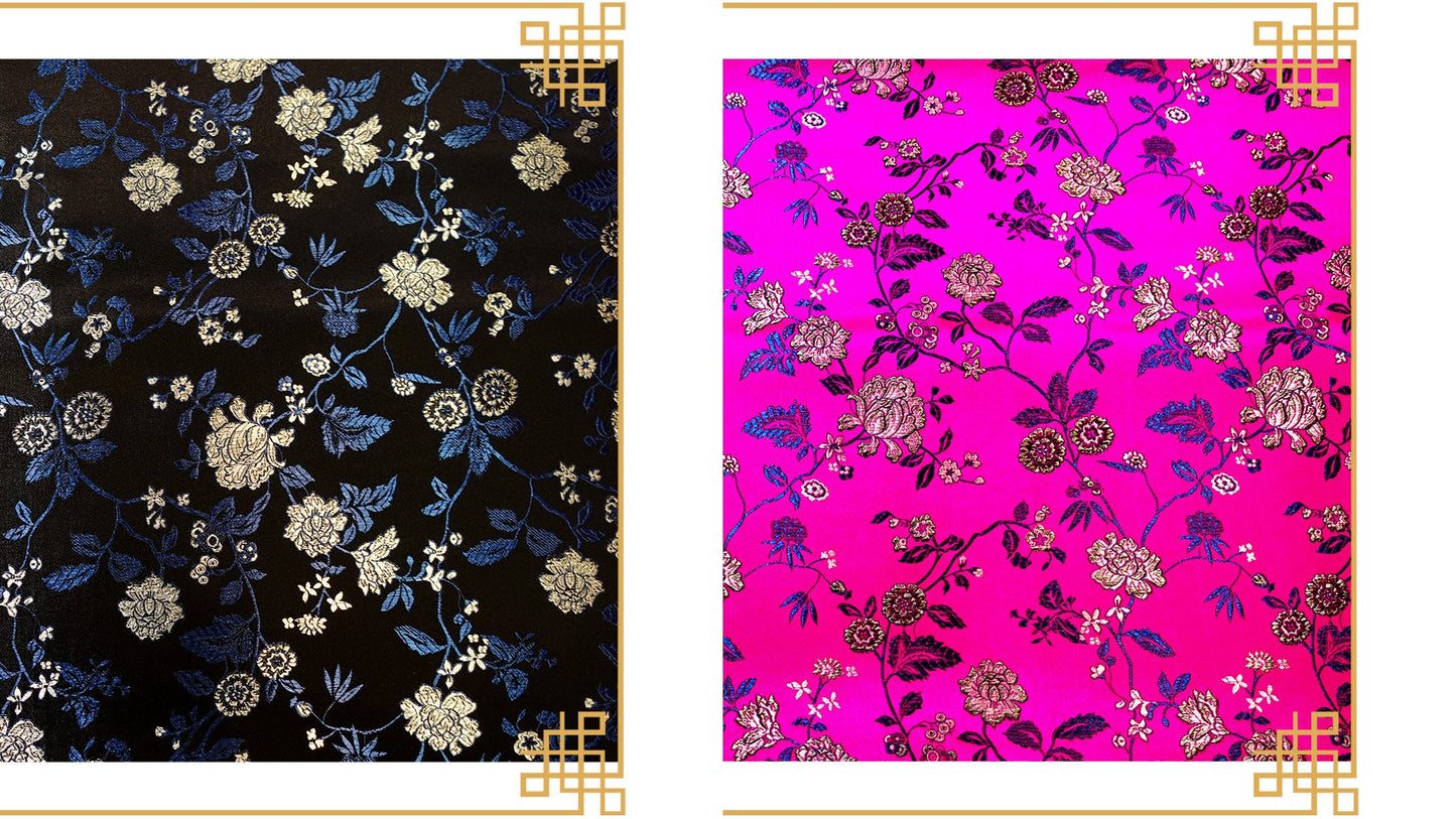 Peony Flower Damask Brocade Fabric: 45"W Chinese Sewing Quilting
