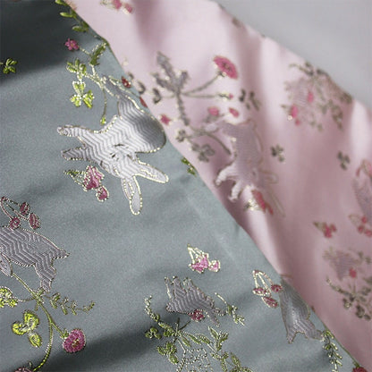 Rabbit Jacquard Brocade Fabric: 57"W Silk Rayon Damask