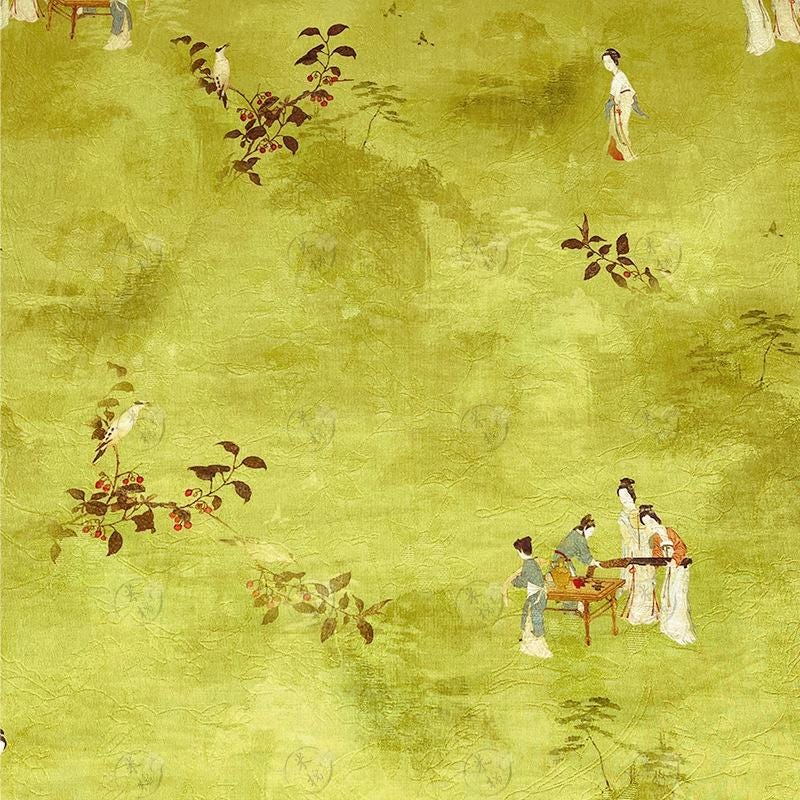 Emerald Green Tencel Jacquard Fabric: Hanfu Qipao Dress Sewing Material
