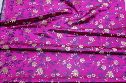 Floral Brocade Fabric: Chinese Style Silk Rayon Blend, 29.5" Wide